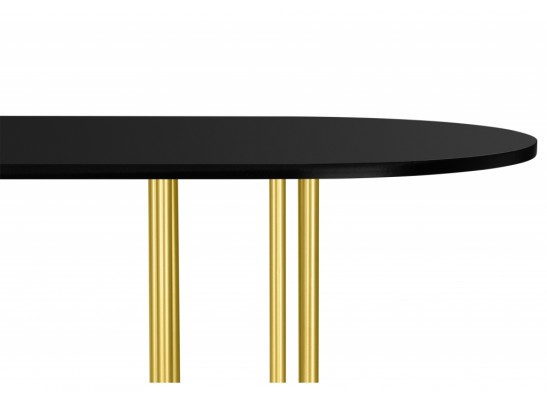Деревянный стол Хьюго О 160 х 90 черная шагрень пленка / золотые ноги