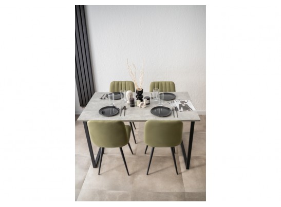 Деревянный стол Лиман 140 х 80 бетон светлый / черный матовый в Ростове-на-Дону