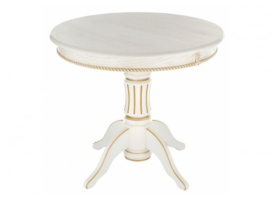 Деревянный стол Павия 90(120)х90х80 молочный с золотой патиной в Ростове-на-Дону