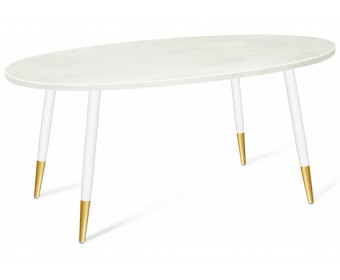 Деревянный стол SHT-TU14/120/80 МДФ бетон крем / белый муар / золото