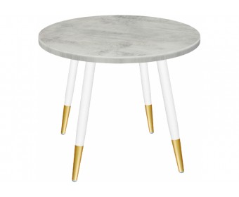 Деревянный стол SHT-TU14/80 МДФ бетон светлый / белый муар / золото