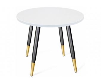 Деревянный стол SHT-TU14/МДФ 80 белоснежная шагрень / чёрный муар / золото