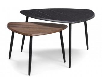 Набор столиков Лойс 80х80х46(60х60х38) мрамор черный / дуб антик Набор столиков Лойс 80х80х46(60х60х38) мрамор черный / дуб антик