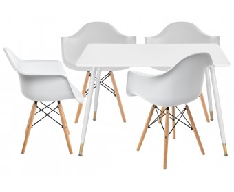 Обеденная группа Куиб white / wood