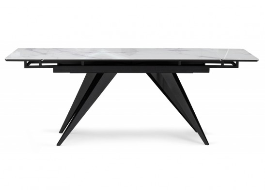 Стеклянный стол Дарвин 140(200)х80 белый мрамор / черный в Ростове-на-Дону