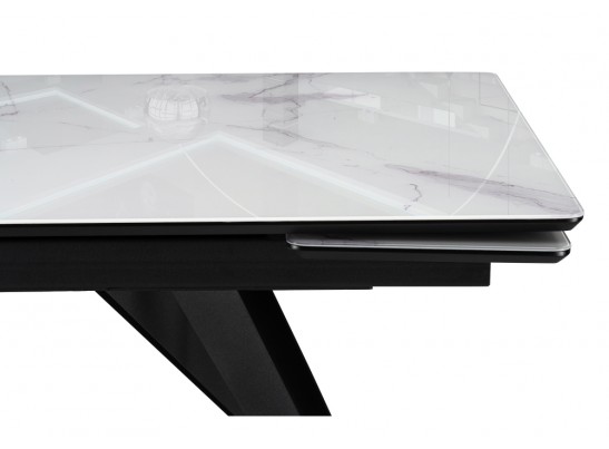 Стеклянный стол Дарвин 140(200)х80 белый мрамор / черный в Ростове-на-Дону