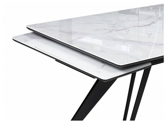 Стеклянный стол Дарвин 140(200)х80 белый мрамор / черный в Ростове-на-Дону