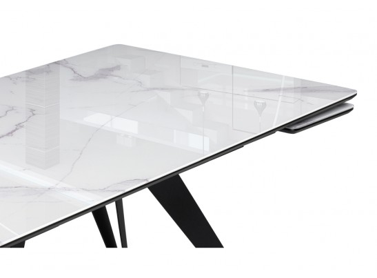 Стеклянный стол Дарвин 140(200)х80 белый мрамор / черный в Ростове-на-Дону