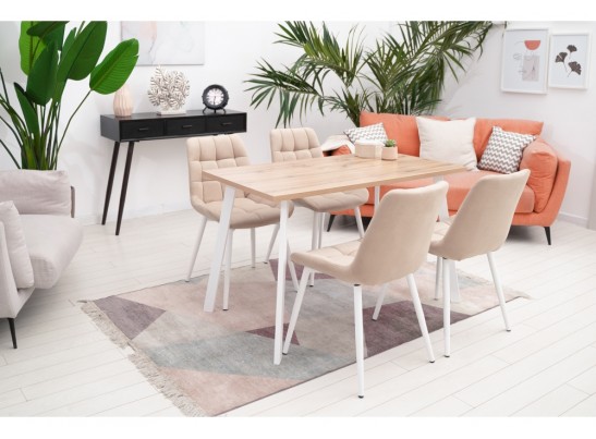 Стол Тринити Лофт 120х60х75 25 мм дуб делано светлый / матовый белый в Ростове-на-Дону