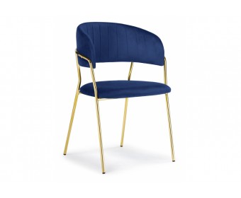 Стул на металлокаркасе Kamelia dark blue / gold