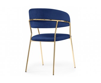 Стул на металлокаркасе Kamelia dark blue / gold