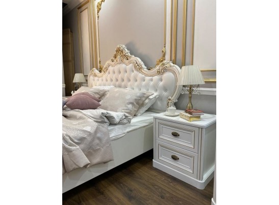 Кровать двуспальная с мягким изголовьем Натали 180, белая