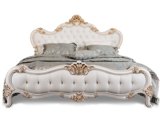 Кровать двуспальная с мягким изголовьем Натали 180, белая