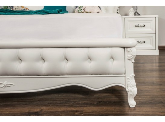 Кровать двуспальная с подъемным механизмом Мишель, белая