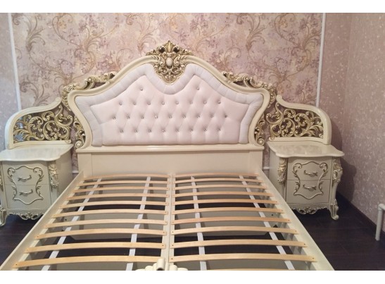 Кровать двуспальная Джоконда (крем глянец)