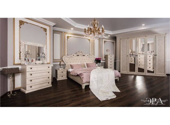 Кровать с мягким изголовьем "Афина" крем корень