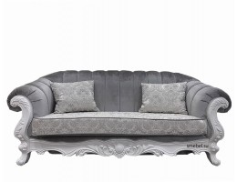 Диван трехместный Лорена белый матовый БП (ткань: благородный серый)