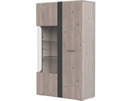 Шкаф-витрина 2-двери Бриз Дуб Нельсон/Смоки Софт/Дуб Ниагара