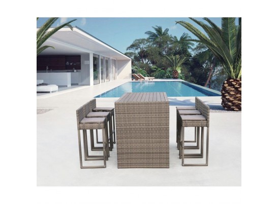 Барный комплект плетеной мебели T390GD/Y390G-W78_6Pcs Grey в Ростове-на-Дону