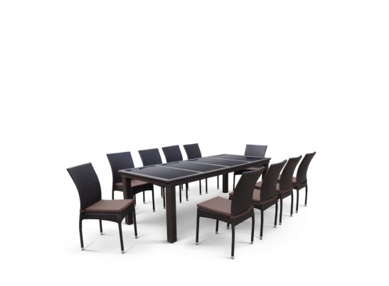 Комплект плетеной мебели T438/Y380A-W53 Brown (10+1) в Ростове-на-Дону