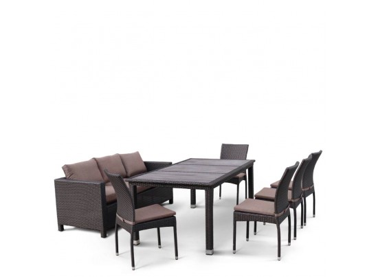 Комплект плетеной мебели T347/S65A/Y380A-W53 Brown (8+1) в Ростове-на-Дону
