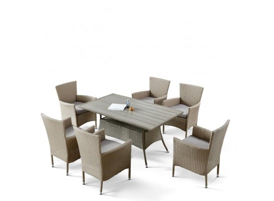 Комплект плетеной мебели AFM-195-6Pcs Beige (6+1) в Ростове-на-Дону