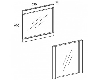 Зеркало навесное, JAGGER, цвет Дуб монастырский /черный