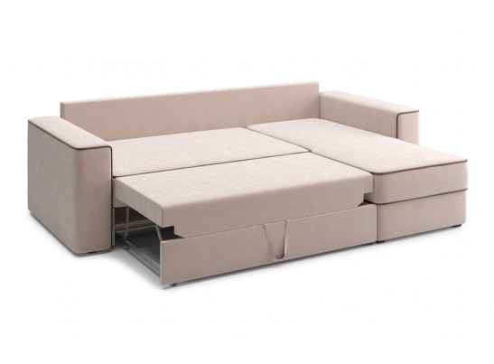 Угловой диван-кровать Астон, Бежевый-коричневый