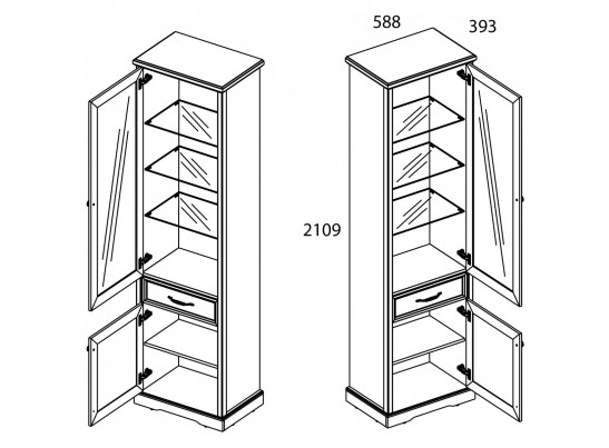 Шкаф с витриной 1V1D1S TOSCANA в Ростове-на-Дону