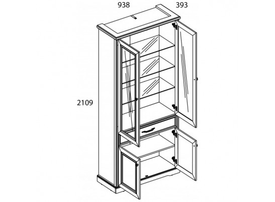 Шкаф с витриной 2V2D1S TOSCANA в Ростове-на-Дону
