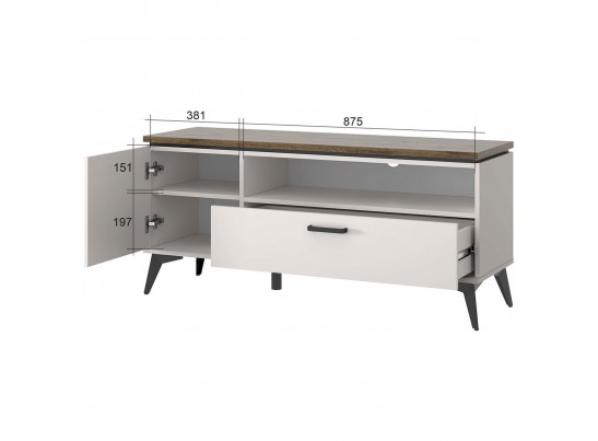 VINATI, Тумба RTV 1D1SN. Цвет ПЕРСИДСКИЙ ЖЕМЧУГ/ АМАРОК