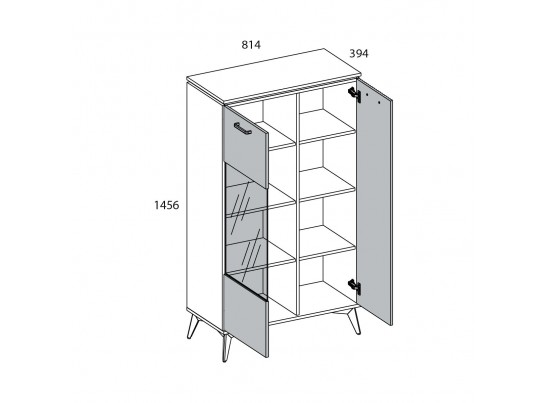 VINATI, Шкаф с витриной 1V1D P. Цвет ПЕРСИДСКИЙ ЖЕМЧУГ/ АМАРОК