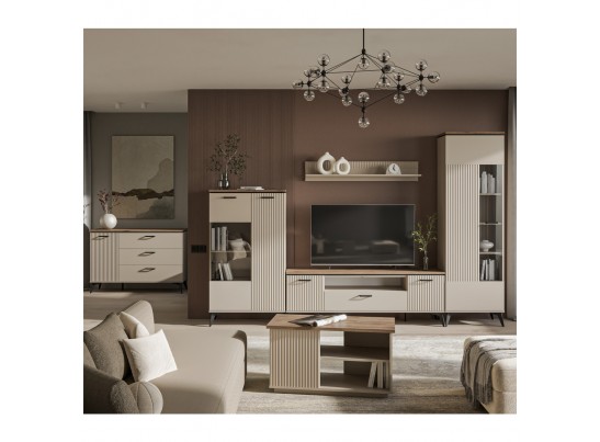 VINATI, Шкаф с витриной 1V1D P. Цвет ПЕРСИДСКИЙ ЖЕМЧУГ/ АМАРОК