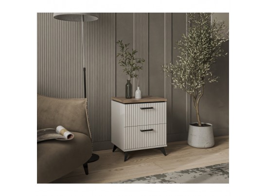 VINATI, Тумба прикроватная 2S. Цвет ПЕРСИДСКИЙ ЖЕМЧУГ/ АМАРОК