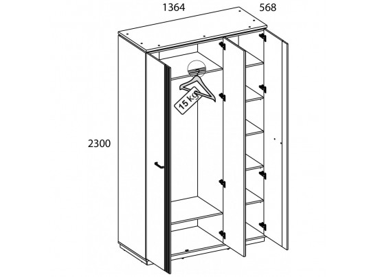 VINATI, Шкаф 3DG Z. Цвет ПЕРСИДСКИЙ ЖЕМЧУГ/ АМАРОК