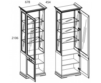 SEVILLA, Шкаф с витриной 1V1D. Цвет БЕЛЫЙ