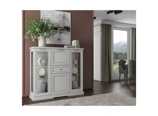 SEVILLA, Шкаф с витриной 2V2D1S. Цвет БЕЛЫЙ