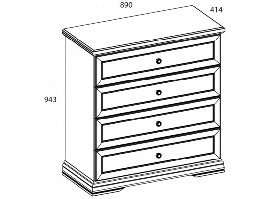 SEVILLA, Комод 4S. Цвет БЕЛЫЙ