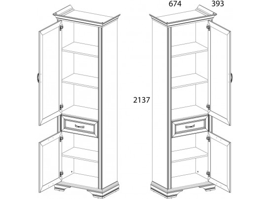 Шкаф 2D1S, MONAKO, цвет Сосна винтаж/дуб анкона