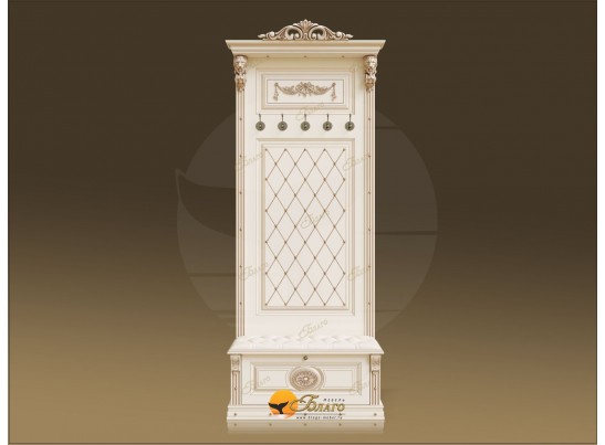 Прихожая Б11.2-6 (Декор "Овал") Карамель/патина золото/белый в Ростове-на-Дону