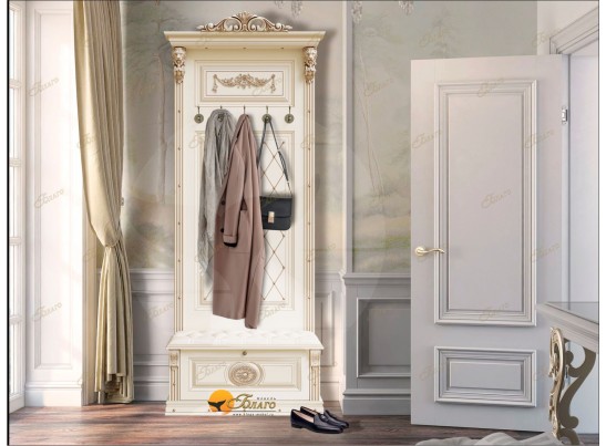 Прихожая Б11.2-6 (Декор "Овал") Карамель/патина золото/белый в Ростове-на-Дону