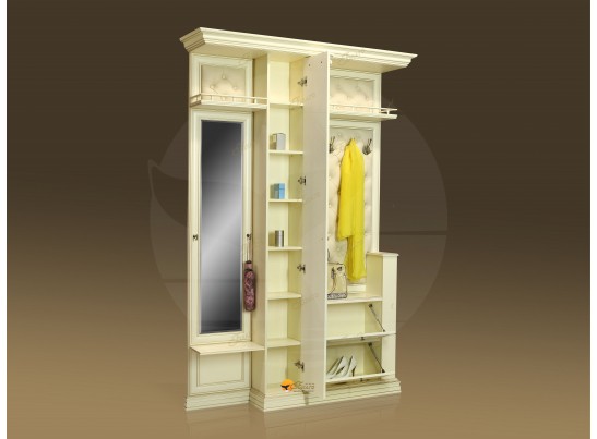 Прихожая Б11.3-2 (каретная стяжка Карамель/патина золото/бежевый в Ростове-на-Дону