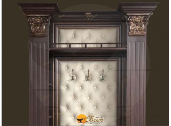 Прихожая Б11.4-9 с капителяти (каретная стяжка) Орех/патина золото/бежевый в Ростове-на-Дону