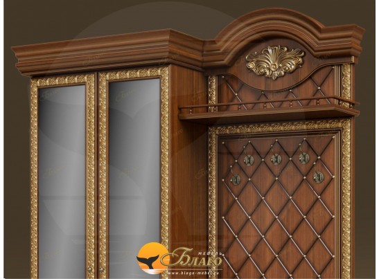 Прихожая Б11.5-7 (декор Павлин) Орех/патина золото в Ростове-на-Дону