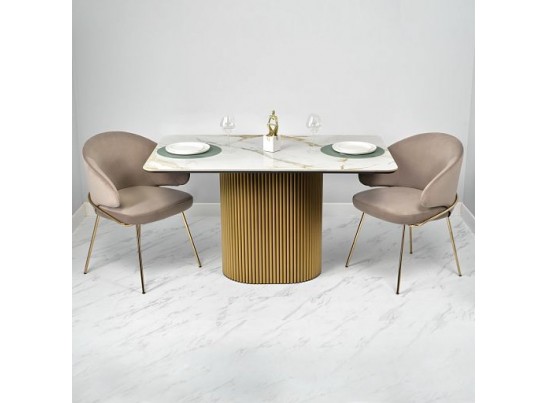 Стол Festa 140x85x77см, керамогранит Calacatte gold (глянец), золото Стол Festa 140x85x77см, керамогранит Calacatte gold (глянец), золото