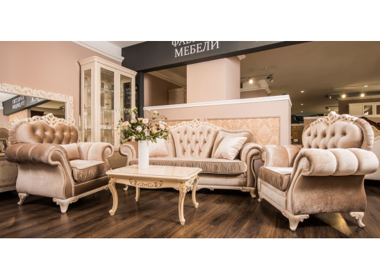 Комплект мягкой мебели Патрисия, серый глянец