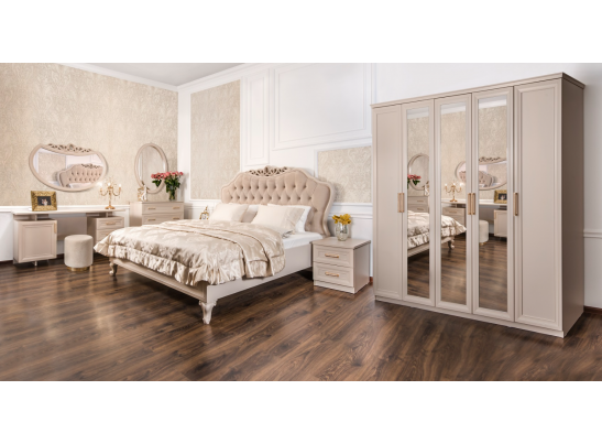 Шкаф МОККО 5-ств с зеркалом бежевый