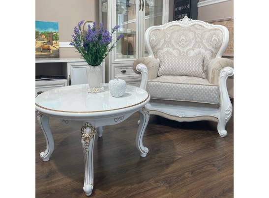 Стол журнальный круглый НАТАЛИ, белый глянец