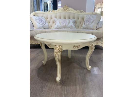 Стол журнальный круглый Мона Лиза (крем глянец)