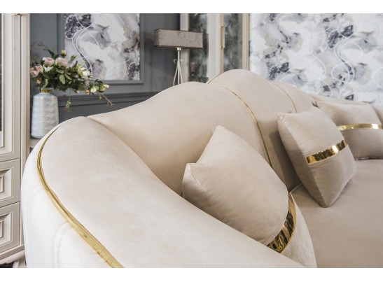 Комплект Лара, (диван + 2 кресла) бежевый золото